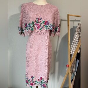 Tadashi Shoji Floral Lace Pink Dress